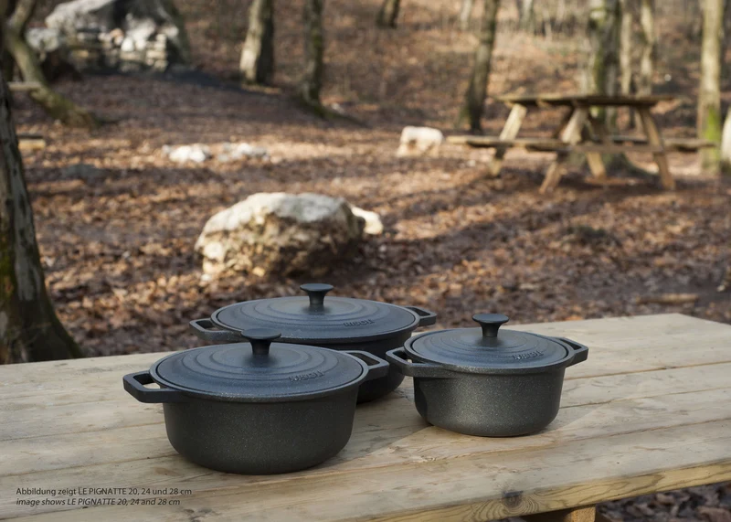 RISOLI Alu Guss Bräter Topf LE PIGNATTE 24 cm Cocotte rund Induktion