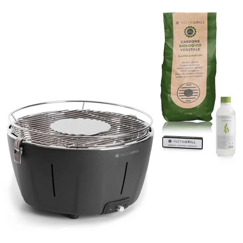 Barbecue da tavolo senza fumo portatile InstaGrill | PAK con carbone e BioEtanolo