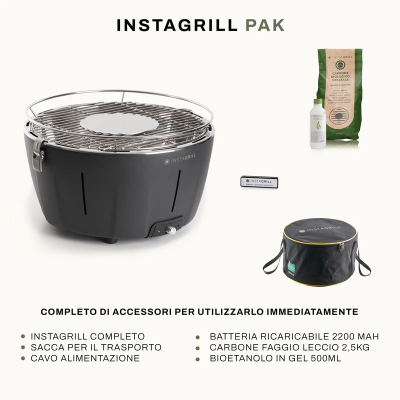Barbecue da tavolo senza fumo portatile InstaGrill | PAK con carbone e BioEtanolo