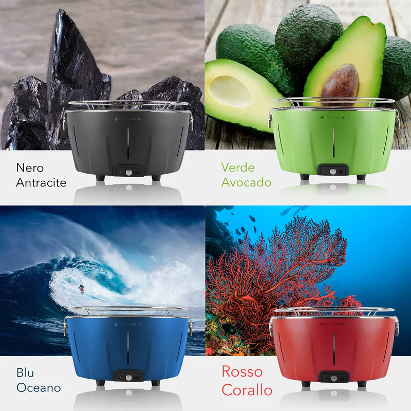 Barbecue da tavolo senza fumo portatile InstaGrill | PAK con carbone e BioEtanolo