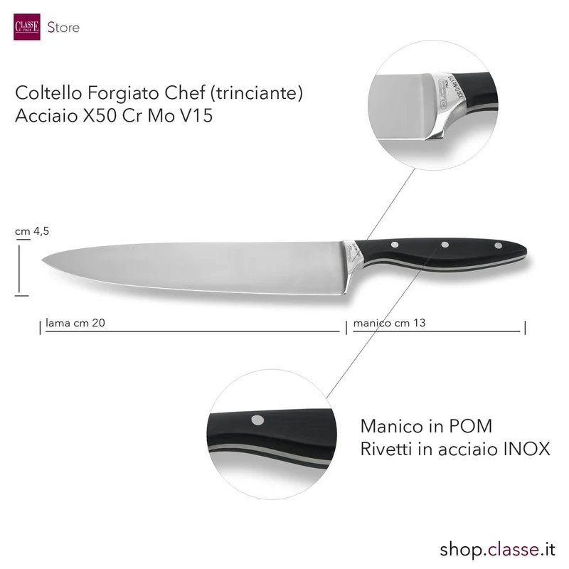 COLTELLO CUCINA CM20 FORGIATO MANICO NERO