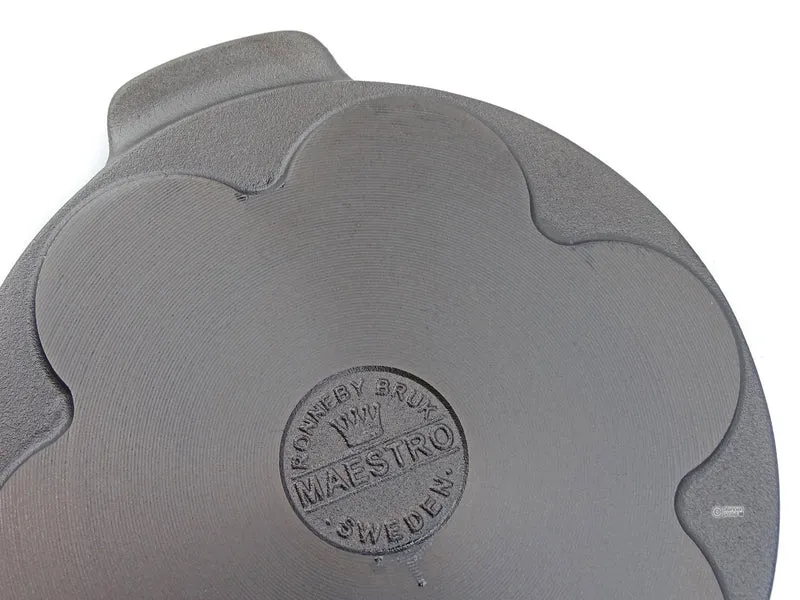 RONNEBY BRUK Gusseisen Mini-Pfannkuchenpfanne MAESTRO 24 cm mit 7 Vertiefungen Eichenholzgriff
