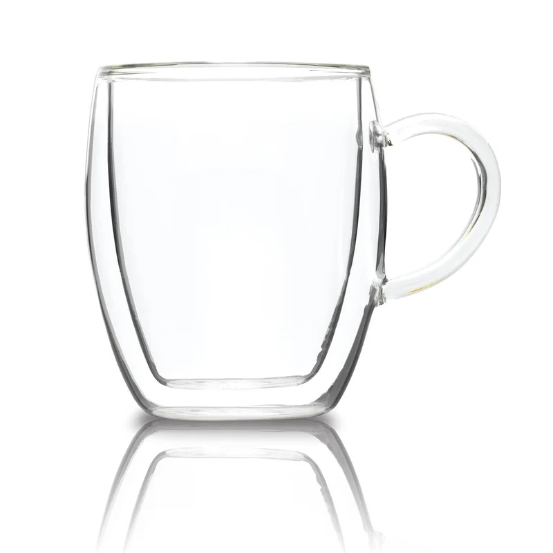 Set 2 Tazze Tè Termiche Vetro Borosilicato Doppia Parete