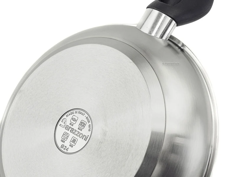 BARAZZONI Bratpfanne LE INOXIDABILI 24 cm Edelstahl Pfanne unbeschichtet