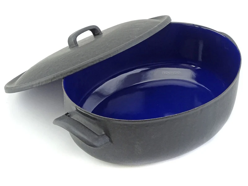 BELIS Stahl-Emaille Bräter STABIL EXTRA oval 32 x 24 cm mit Deckel