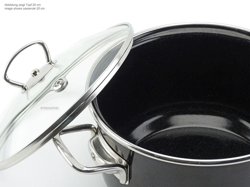 BELIS Stahl-Emaille Kochtopf PREMIUM 24 cm SCHWARZ