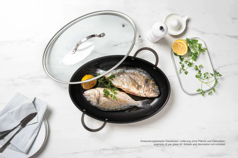 BEKA Glasdeckel für BEKA Edelstahl-Fischpfanne (BEKA-13947384) 37,5 x 25 cm hitzebeständig bis 180°C