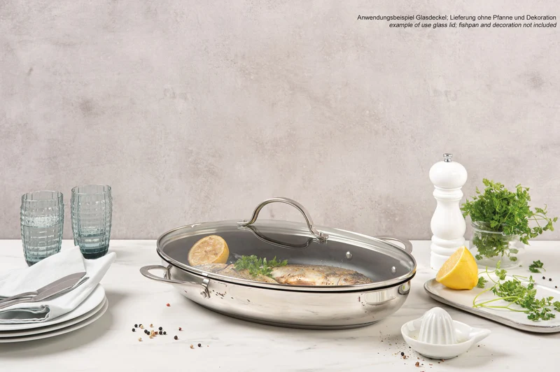 BEKA Glasdeckel für BEKA Edelstahl-Fischpfanne (BEKA-13947384) 37,5 x 25 cm hitzebeständig bis 180°C
