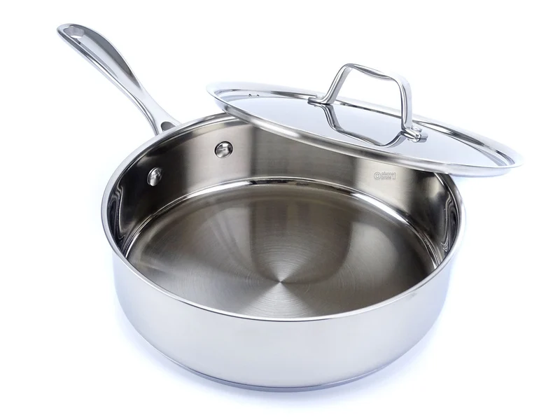 BEKA Schmorpfanne CHEF 24 cm mit Deckel Edelstahl Pfanne hoch unbeschichtet Induktion