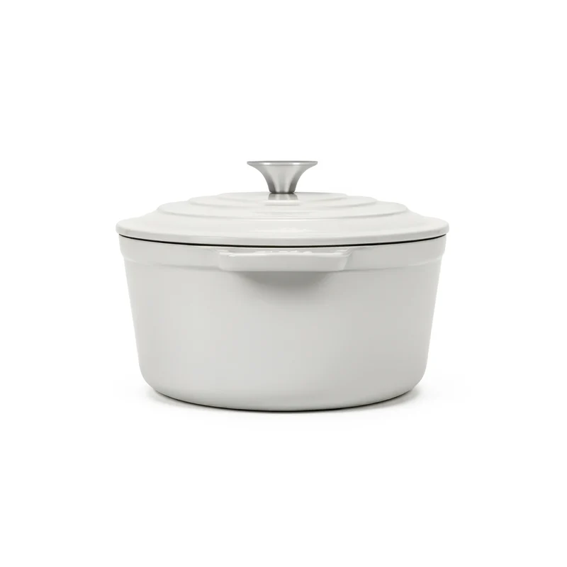 Ⓜ️🔵🔵🔵 La Fonderie 1890 IENA36 - Pentola a Cocotte ovale in ghisa, smaltata beige, SENZA PFAS, PFAS FREE, pentola con 2 manici e coperchio, ellisse 36 x 28 cm, Capienza 7,7 litri