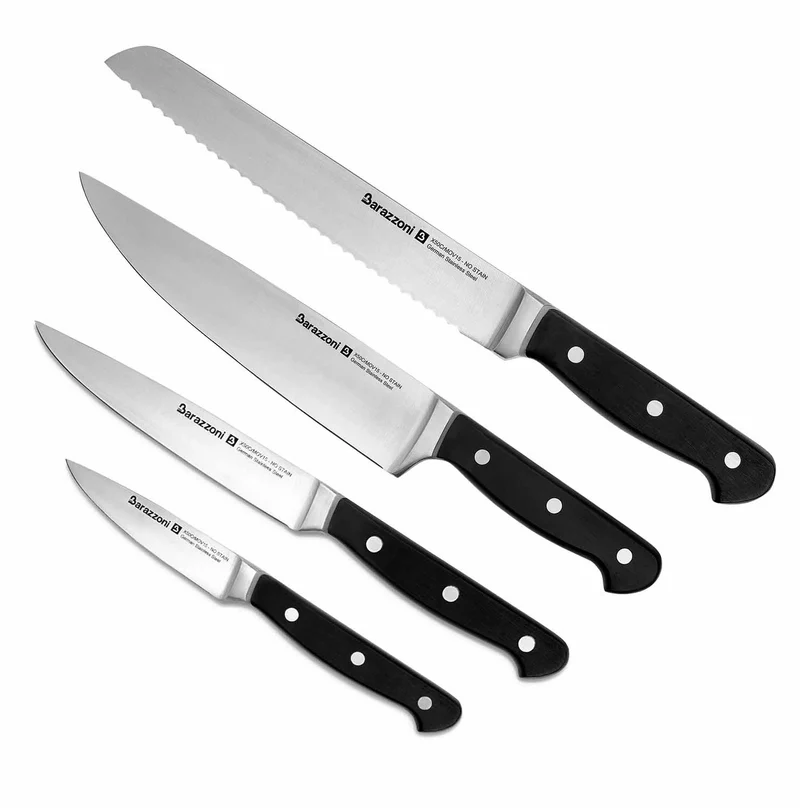 Acciaio inox - Ceppo porta coltelli + 4 coltelli