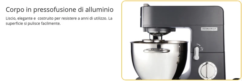Ⓜ️🔵🔵🔵 Hamilton Beach commercial CPM800-CE - Impastatrice planetaria PROFESSIONALE, 8 kg, 1500W, corpo in alluminio pressofuso, accessori inox