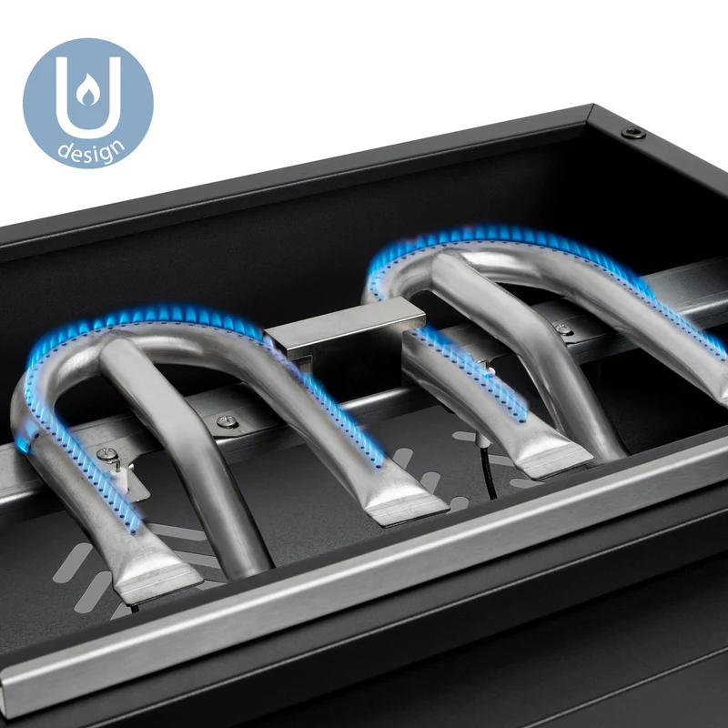 Ⓜ️🔵🔵🔵 H.Koenig PLX1022 - Piastra a gas ALTISSIMA QUALITÀ, tutta in GHISA SMALTATA NERA, piastra pesante alto spessore, 2 bruciatori