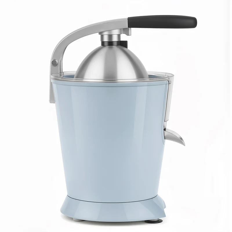Ⓜ️🔵🔵🔵 SWEISS ZEST6 - Spremiagrumi elettrico di altissima qualità, SENZA BPA GARANTITO, corpo in acciaio inox, rivestimento AZZURRO RETRÒ, lavabile in LAVASTOVIGLIE, con BRACCIO IN ACCIAIO INOX ROBUSTISSIMO