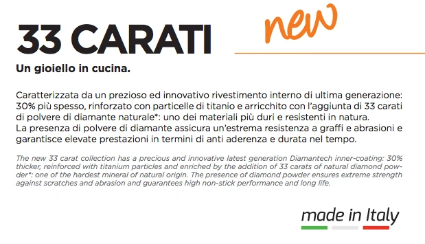 Barazzoni 33 Carati🇮🇹 casseruola 2 manici antiaderente cm. 20. Made in Italy