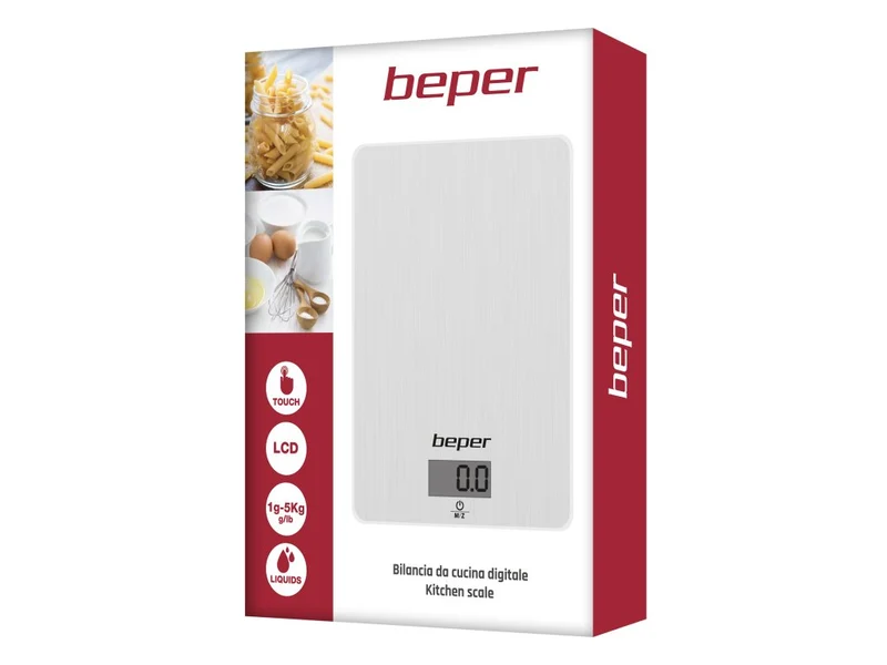 Ⓜ️🔵🔵🔵 Beper 90.131 - [📦🚨Spedizione immediata!🚚💨] Bilancia da cucina elettronica, Acciaio Inox