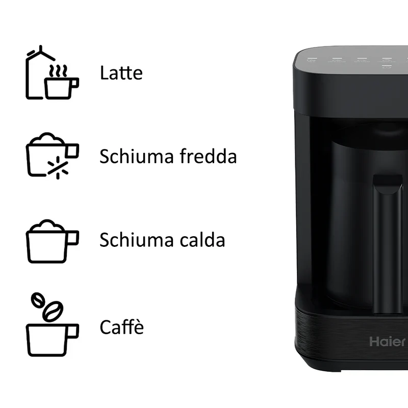 Ⓜ️🔵🔵🔵 Haier HMB5A 011 - [📦🚨Spedizione immediata!🚚💨] Multi Beverage (caffè, infusi, tè, montalatte, cioccolata, latte, orzo) I-Master Serie 5 Nero, Salvaspazio 3 in 1, 6 programmi automatici