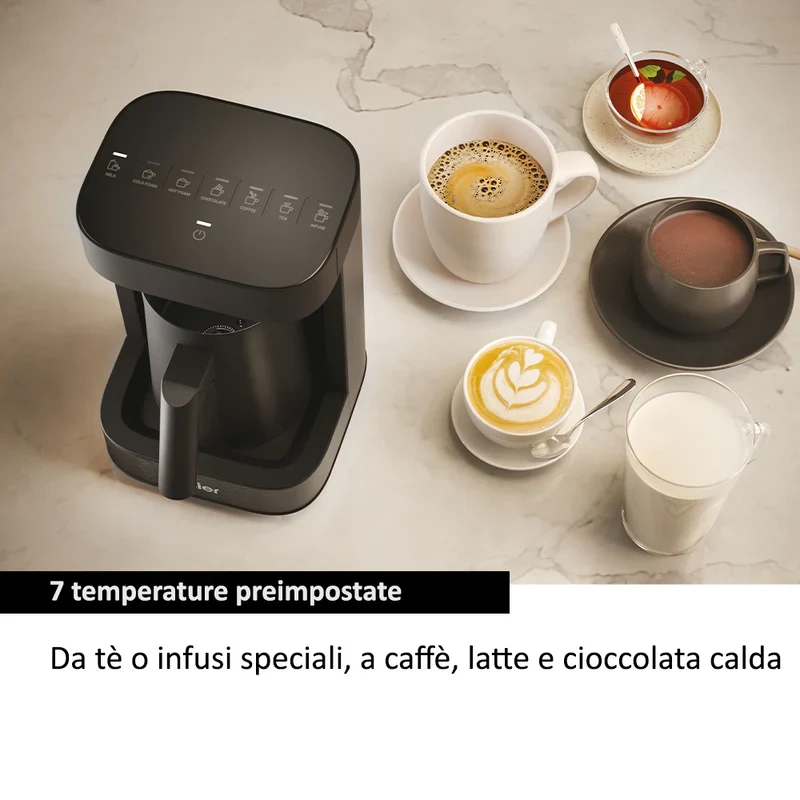 Ⓜ️🔵🔵🔵 Haier HMB5A 011 - [📦🚨Spedizione immediata!🚚💨] Multi Beverage (caffè, infusi, tè, montalatte, cioccolata, latte, orzo) I-Master Serie 5 Nero, Salvaspazio 3 in 1, 6 programmi automatici
