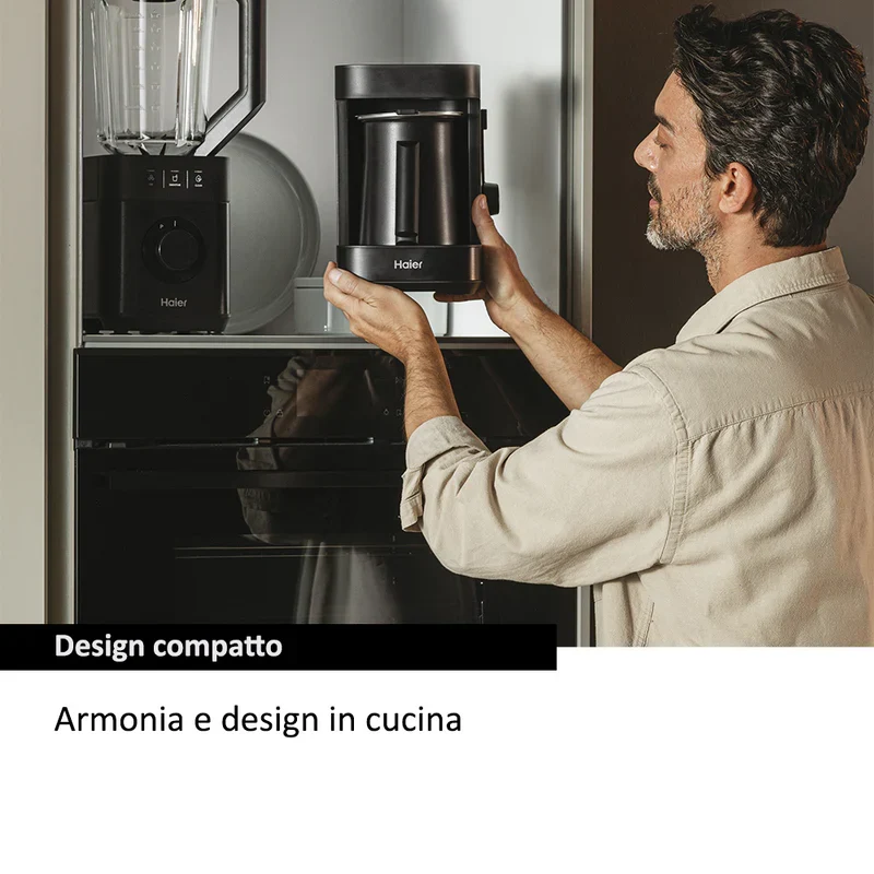 Ⓜ️🔵🔵🔵 Haier HMB5A 011 - [📦🚨Spedizione immediata!🚚💨] Multi Beverage (caffè, infusi, tè, montalatte, cioccolata, latte, orzo) I-Master Serie 5 Nero, Salvaspazio 3 in 1, 6 programmi automatici