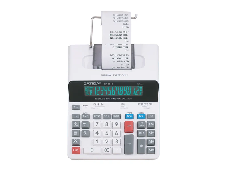 Nik Calcolatrice 12 Digit Scrivente Termica Bianca