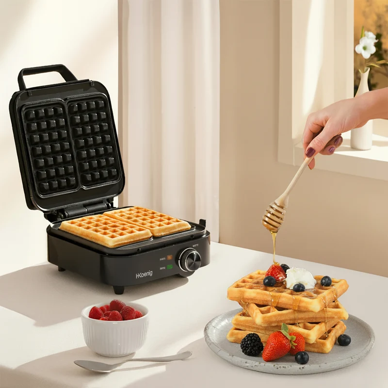 Ⓜ️🔵🔵🔵 H.Koenig GFX420 - Piastra per waffle, waffle maker con regolatore di doratura