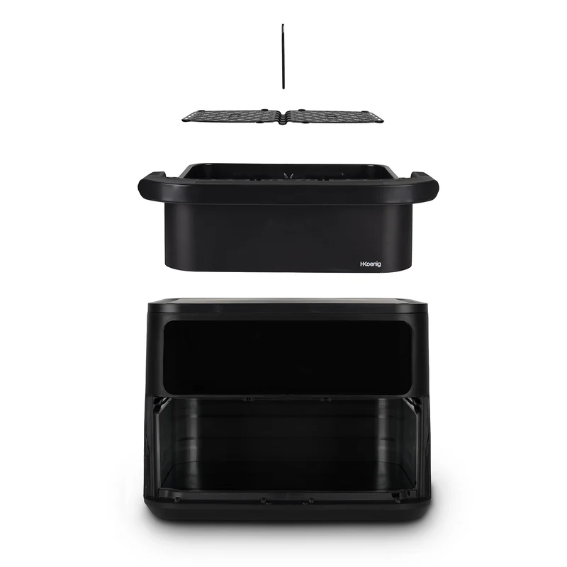 Ⓜ️🔵🔵🔵 H.Koenig FRY960 - Friggitrice ad aria XL, 10m litri, con MEGAZONE divisibile, CONTIENE UN POLLO INTERO, 8 programmi, fino a 200°C, potenza 2400 W