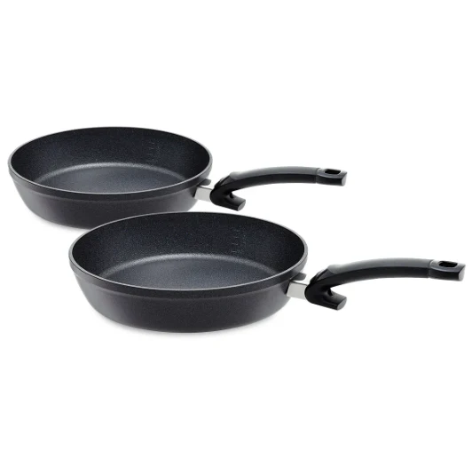 Ⓜ️🔵🔵🔵 Fissler Set Padelle - Set 2 pezzi, Serie Adamant Comfort, Nero senza PFOA (esterna/ interna), Antiaderente, Impugnatura ergonomica, Fondo Fissler CookStar