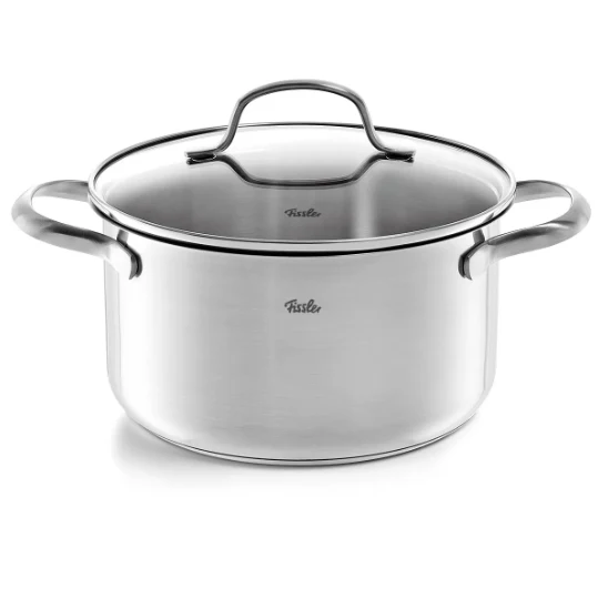 Ⓜ️🔵🔵🔵 Fissler Pentola - Pentola, Serie San Francisco, Capacità 3.3 Litri, Diametro 20 cm, Acciaio inox satinato (esterna)/ Acciaio inox lucidato (interna), Manici in acciaio inox, Coperchio in vetro, Fondo Superthermic