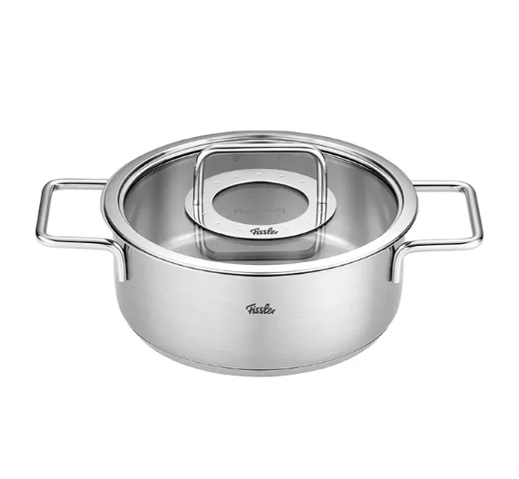 Ⓜ️🔵🔵🔵 Fissler Casseruola - Casseruola, Serie Pure Collection, Capacità 3.9 Litri, Diametro 24 cm, Acciaio inox satinato(esterna)/ Acciaio inox lucidato (interna), Manici in acciaio inox lucidato, Coperchio in vetro, Fondo Superthermic