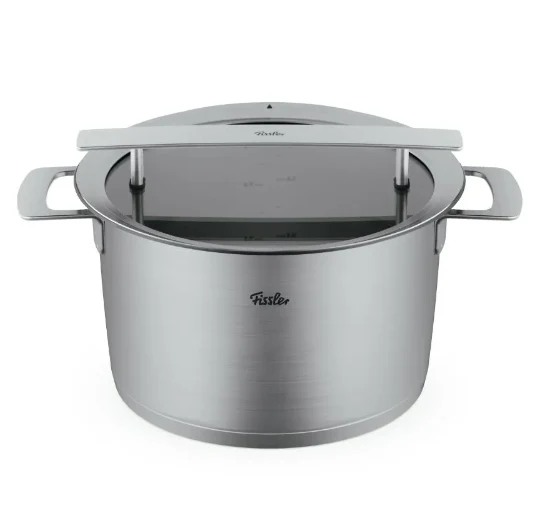 Ⓜ️🔵🔵🔵 Fissler Pentola Alta - Pentola alta, Serie Phi Collection, Capacità 6.5 Litri, Diametro 24 cm, Acciaio inox satinato (esterna)/ Acciaio inox lucidato (interna), Coperchio in vetro, Manici in acciaio inox, Fondo Fissler CookStar