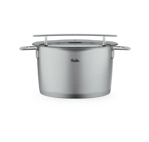 Ⓜ️🔵🔵🔵 Fissler Pentola Alta - Pentola alta, Serie Phi Collection, Capacità 6.5 Litri, Diametro 24 cm, Acciaio inox satinato (esterna)/ Acciaio inox lucidato (interna), Coperchio in vetro, Manici in acciaio inox, Fondo Fissler CookStar