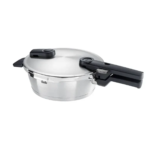 Ⓜ️🔵🔵🔵 Fissler Vitaquick Premium - Padella a pressione, Capacità 2.5 Litri, Diametro 22 cm, Acciaio inox satinato (esterna)/ Acciaio inox lucidato (interna), Fondo Superthermic, 2 impostazioni di cottura