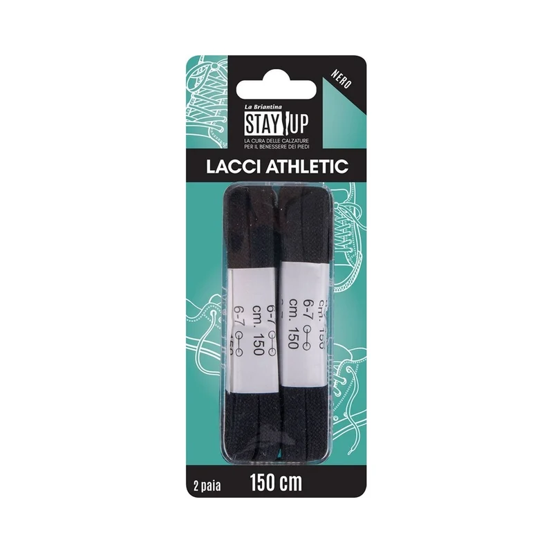 Briancasa Lacci Piatti 150 Cm 2 Paia Neri