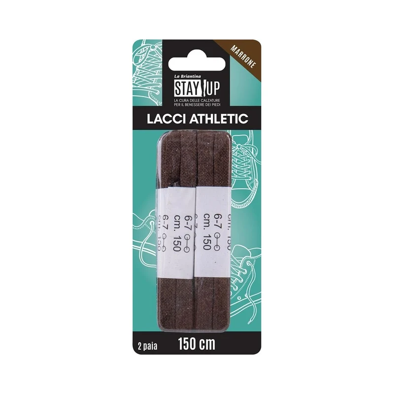 Lacci Piatti 150Cm 2 Paia Marroni