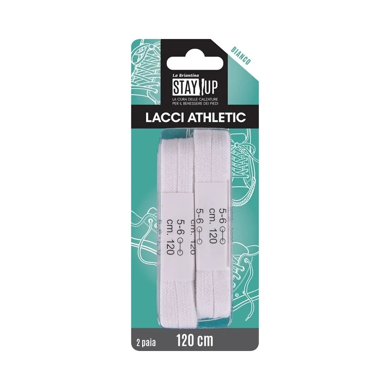 Brilla Lacci Piatti 120Cm 2Paia Bianchi