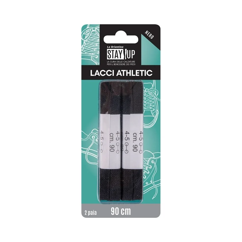 Lacci Piatti 90 Cm 2Paia Neri Piatti