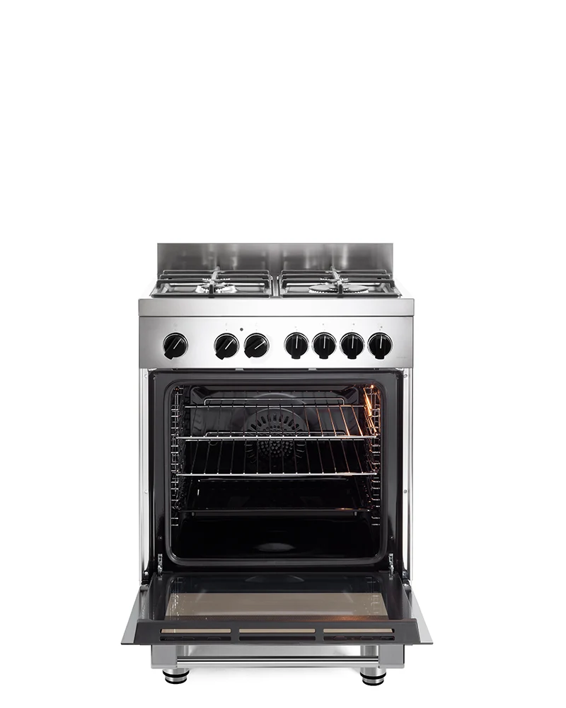 Ⓜ️🔵🔵🔵 De Longhi GEMMA 66 ML - Cucina INOX 4 bruciatori gas di cui un doppia corona, robuste griglie in ghisa, forno elettrico ventilato con 10 funzioni, MADE IN ITALY 🇮🇹, Classe A