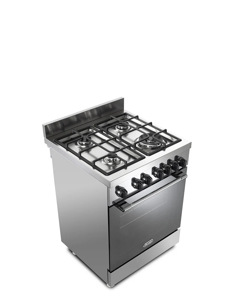 Ⓜ️🔵🔵🔵 De Longhi GEMMA 66 ML - Cucina INOX 4 bruciatori gas di cui un doppia corona, robuste griglie in ghisa, forno elettrico ventilato con 10 funzioni, MADE IN ITALY 🇮🇹, Classe A