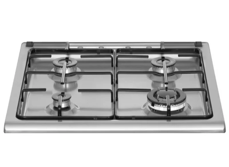 Ⓜ️🔵🔵🔵 SCHAUB LORENZ SS461EX - Cucina INOX 4 fuochi gas di cui uno tripla corona, sicur gas, 60x60cm, forno elettrico multifunzione ventilato, coperchio vetro, classe A