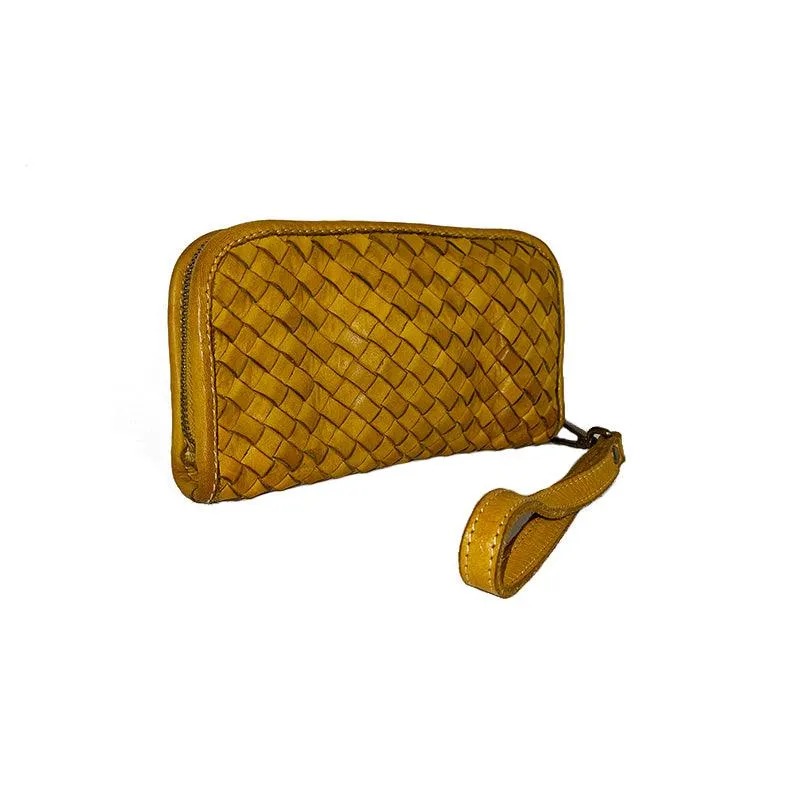 Silvia Portafoglio Pochette in Pelle Vintage Intrecciata