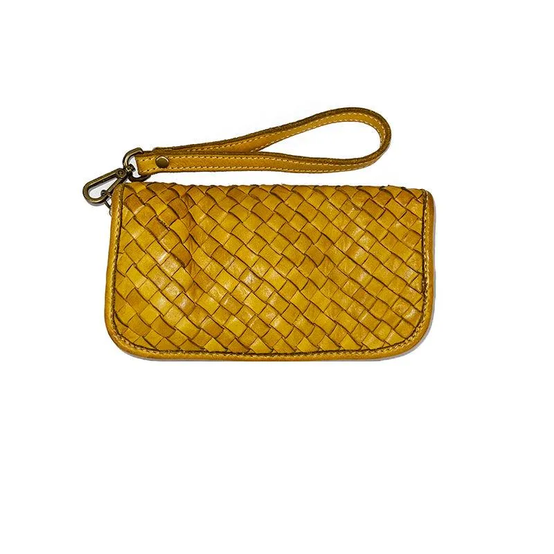 Silvia Portafoglio Pochette in Pelle Vintage Intrecciata
