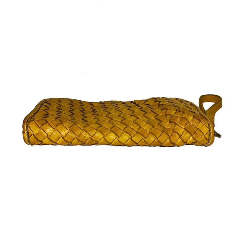 Silvia Portafoglio Pochette in Pelle Vintage Intrecciata