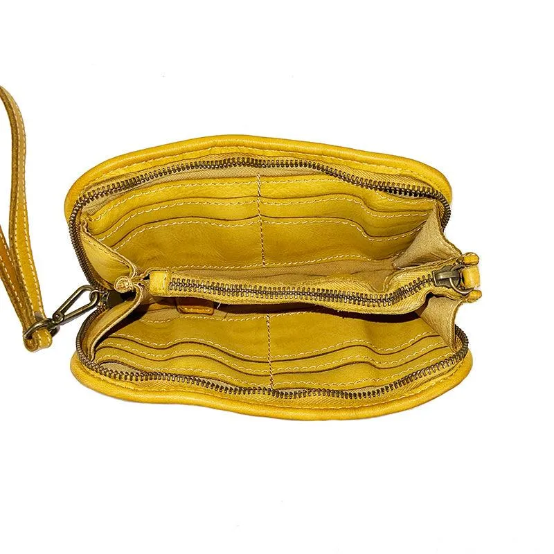 Silvia Portafoglio Pochette in Pelle Vintage Intrecciata