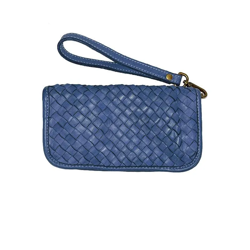 Silvia Portafoglio Pochette in Pelle Vintage Intrecciata