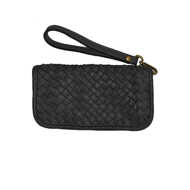 Silvia Portafoglio Pochette in Pelle Vintage Intrecciata