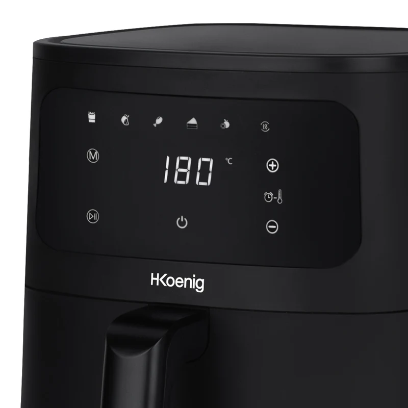 Ⓜ️🔵🔵🔵 H.Koenig FRY880 - Friggitrice ad aria SENZA BPA, finitura NERO OPACO, 8 litri, LAVABILE IN LAVASTOVIGLIE, senza olio, comandi a sfioramento, 1700 W