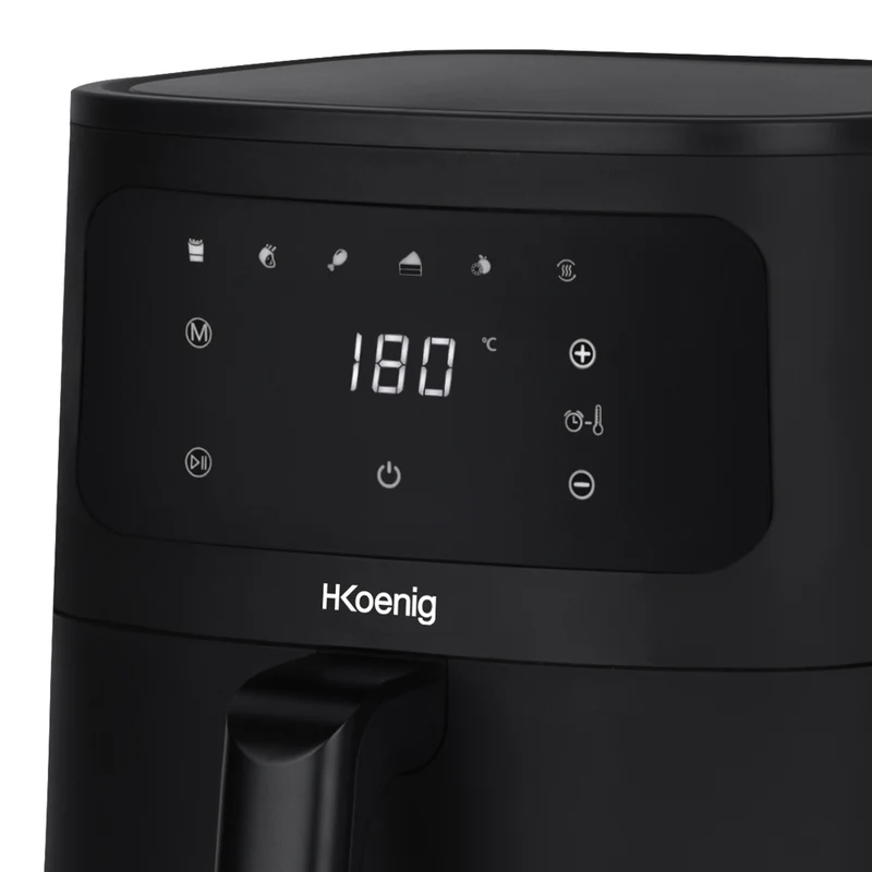 Ⓜ️🔵🔵🔵 H.Koenig FRY860 - Friggitrice ad aria SENZA BPA, finitura NERO OPACO, 6 litri, LAVABILE IN LAVASTOVIGLIE, senza olio, comandi a sfioramento, 1500 W