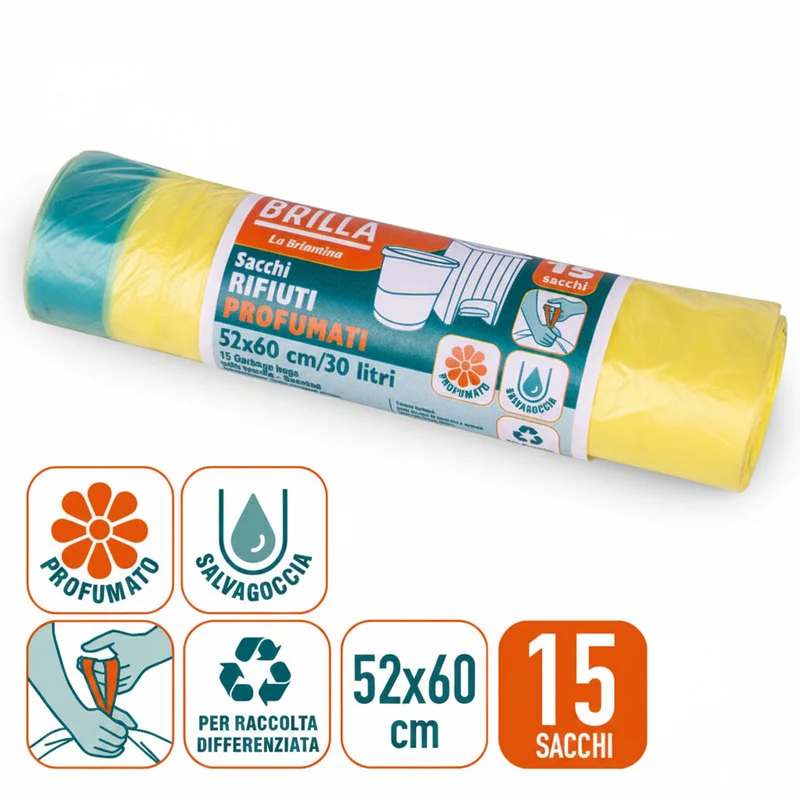 Brillà Sacchi Pattumiera Profumati 50X60 15Pz in Vari Colori