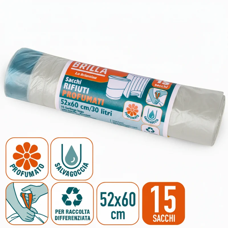Brillà Sacchi Pattumiera Profumati 50X60 15Pz in Vari Colori
