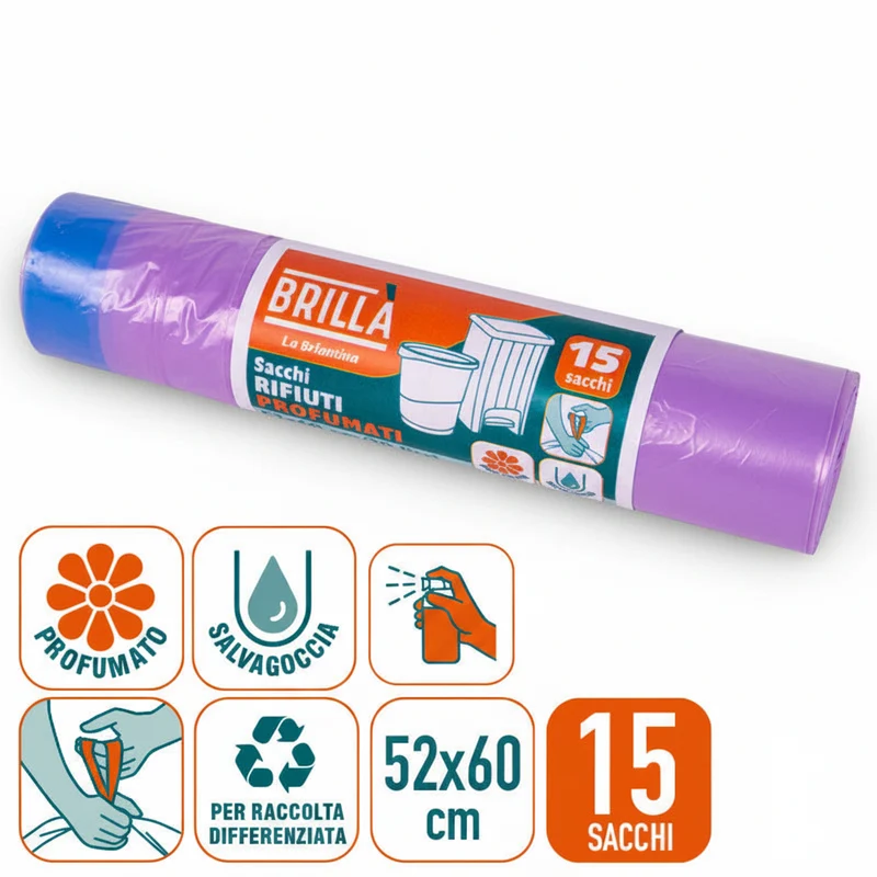 Brillà Sacchi Pattumiera Profumati 50X60 15Pz in Vari Colori